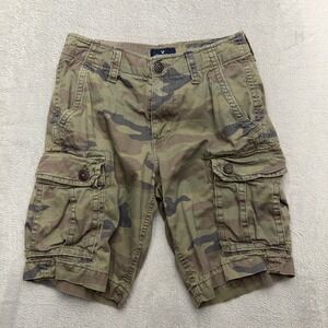 American Eagle Camo Cargo Shorts Mens 28 Green Classic Multi Pocket Cotton Y2K